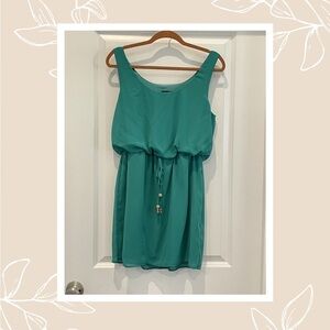 City Triangles Green Sleeveless Drawstring Mini Dress
